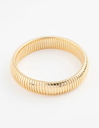 Gold Plated Wide Ribbed Bangle - link has visual effect only