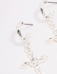 Silver Diamante Cross Huggie Earrings - link has visual effect only