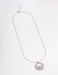 Silver Diamante Disc Long Necklace - link has visual effect only
