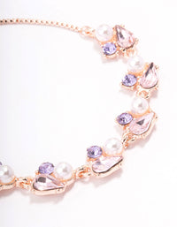 Rose Gold Diamante & Pearl Toggle Bracelet - link has visual effect only