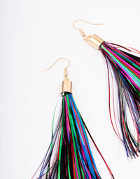 Gold Rainbow Tassel Party Drop Earrings - link has visual effect only