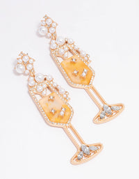Gold Champagne Pearl Drop Earrings - link has visual effect only