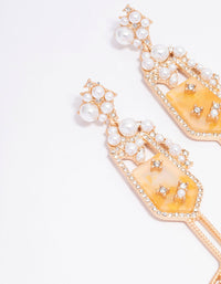 Gold Champagne Pearl Drop Earrings - link has visual effect only