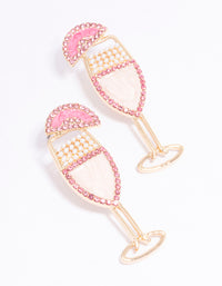 Gold & Pink Cocktail Stud Earrings - link has visual effect only
