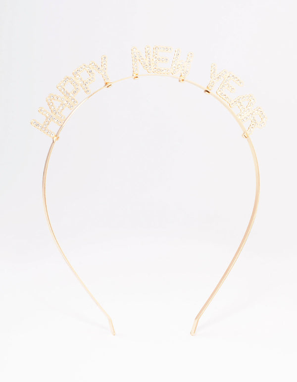 Gold Crystal Happy New Year Headband