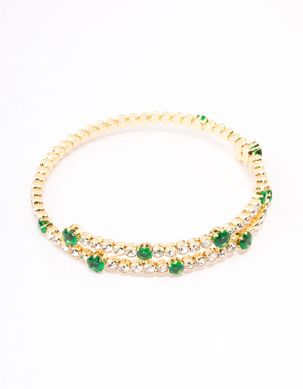 Gold Plated Emerald Star Wrist Cuff