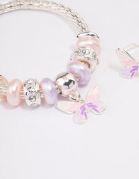 Kids Silver Stretch Glitter Butterfly Bracelet & Ring Set - link has visual effect only