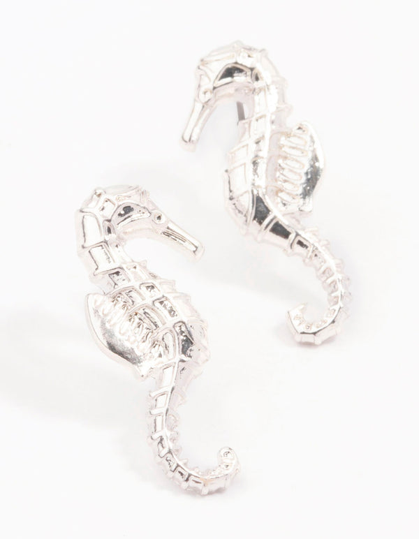 Silver Seahorse Stud Earrings