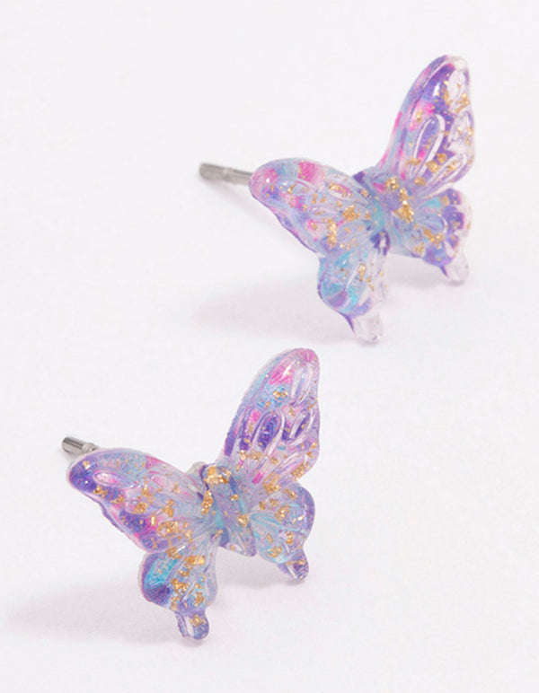 Purple Ombre Butterfly Stud Earrings
