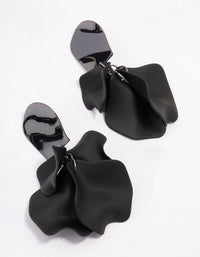 Gunmetal Black & Beige Petal Drop Earrings - link has visual effect only