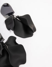 Gunmetal Black & Beige Petal Drop Earrings - link has visual effect only