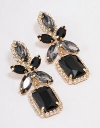 Gold Mixed Oval Stone Black Square Drop Earrings - link has visual effect only