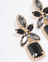 Gold Mixed Oval Stone Black Square Drop Earrings - link has visual effect only