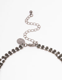 Gunmetal Art Deco Diamante Necklace - link has visual effect only