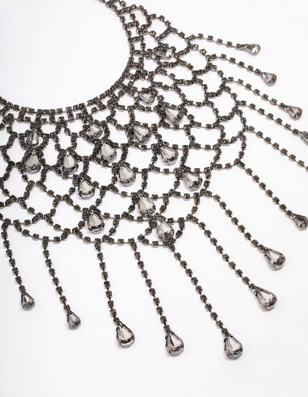 Gunmetal Art Deco Diamante Necklace