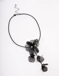 Black Flower Drop Y-Shape Necklace - link has visual effect only