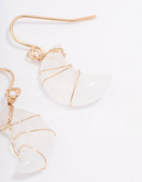 Gold Clear Quartz Moon Drop Earrings - link has visual effect only