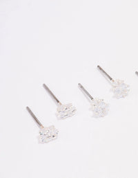 Silver Cubic Zirconia Mixed Shape Stud Earrings 3-Pack - link has visual effect only