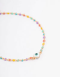 Rainbow Beaded Evil Eye Chain Bracelet - link has visual effect only