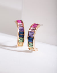 Gold Rainbow Gem Hoop Earrings - link has visual effect only