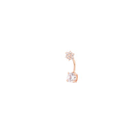 Rose Gold Surgical Steel Double Crystal Flower Belly Bar - link has visual effect only