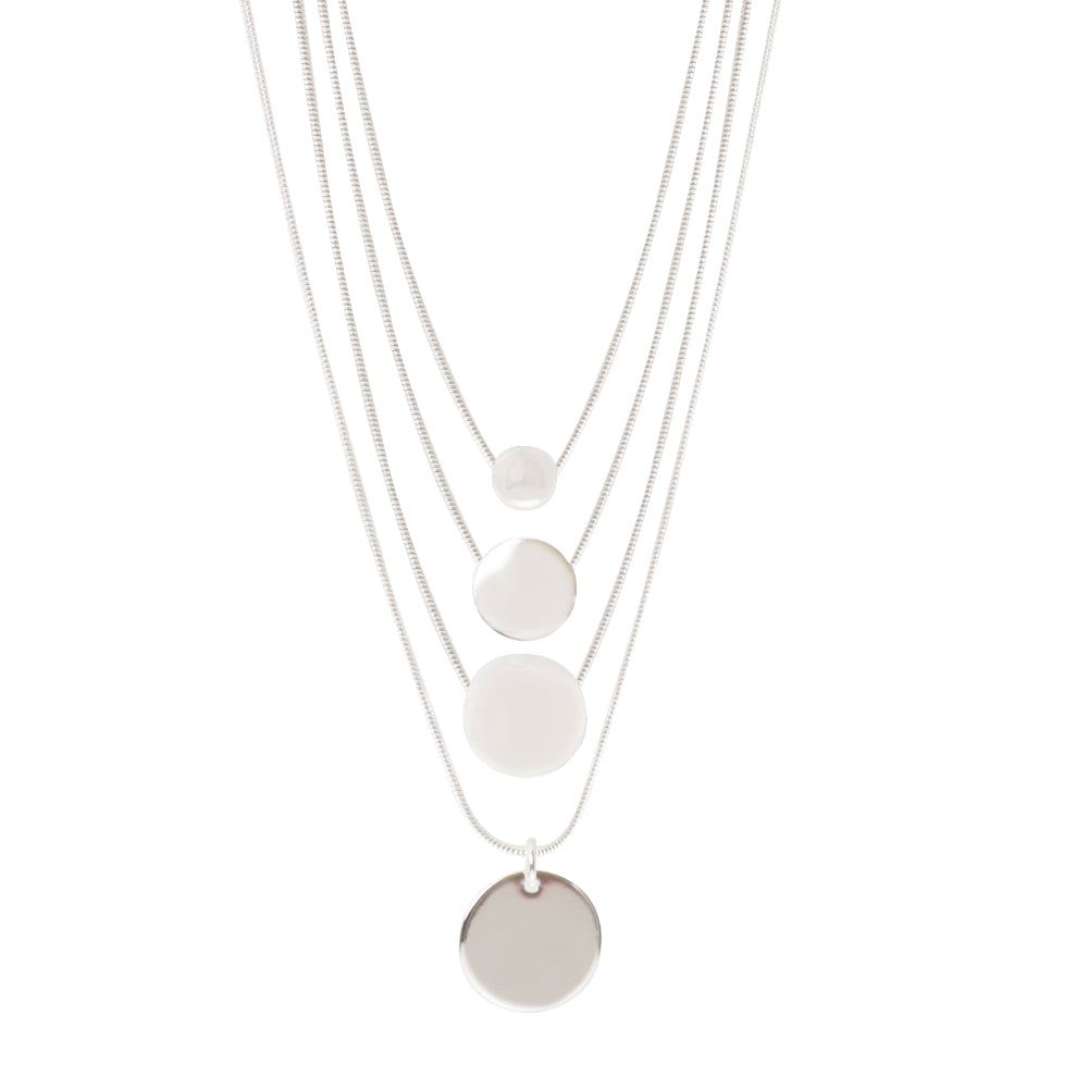 Silver Disc Multi Row Choker