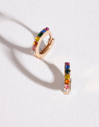 Gold Rainbow Diamante Huggie Earrings - link has visual effect only