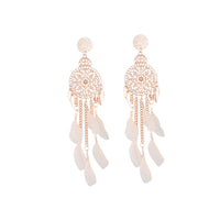 Rose Gold Pink Filigree Cascade Feather Earrings - link has visual effect only