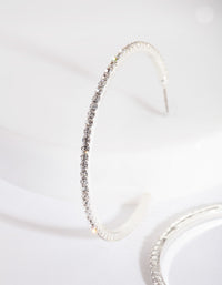 Silver Fine Diamante Hoop Earrings - link has visual effect only