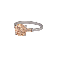 Rhodium Round Stone Golden Cubic Zirconia Ring - link has visual effect only