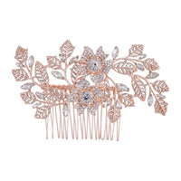 Rose Gold Diamante Flower Leaf Comb - link has visual effect only