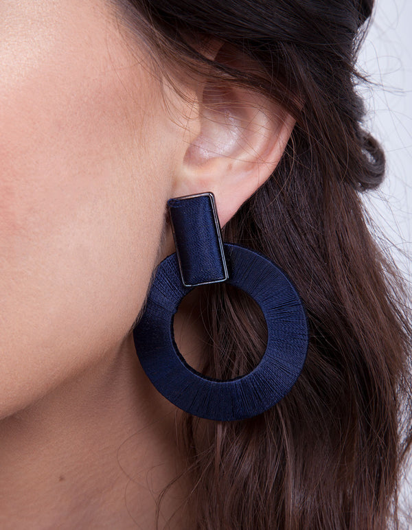 Midnight Blue Thread Earrings