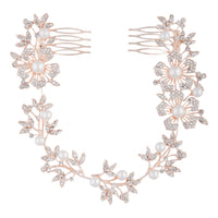 Rose Gold Floral & Diamante Hair Vine - link has visual effect only