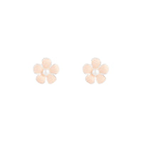 Rhodium Pink Daisy Stud Earrings - link has visual effect only