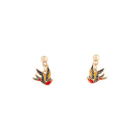 Gold Tattoo Coloured Sparrow Drop Earrings - link has visual effect only