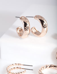 Rose Gold Diamante Hoop Earring 6-Pack - link has visual effect only