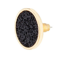 Gold Black Glitter Inlay Disc Earrings - link has visual effect only