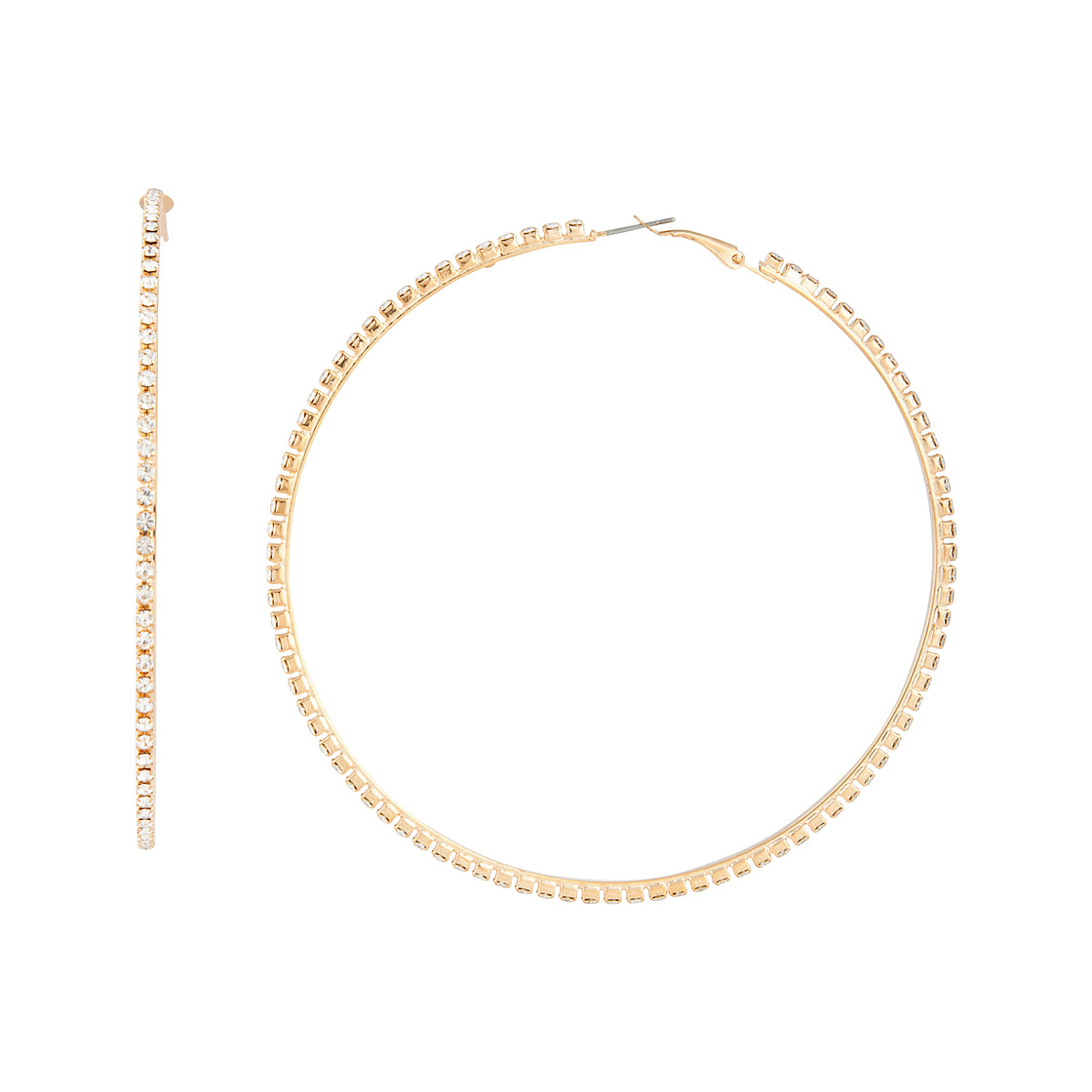 Gold Large Diamante Hoop Earrings