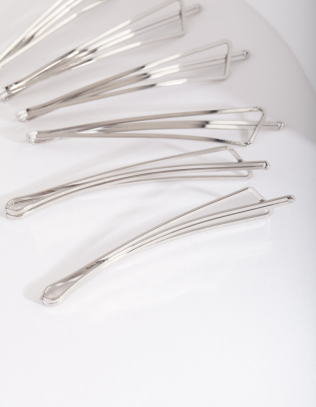 Silver Triangle Hair Slide 6-Pack