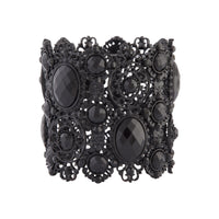 Black Coated Metal Jewelled Lace Stretch Cuff - link has visual effect only