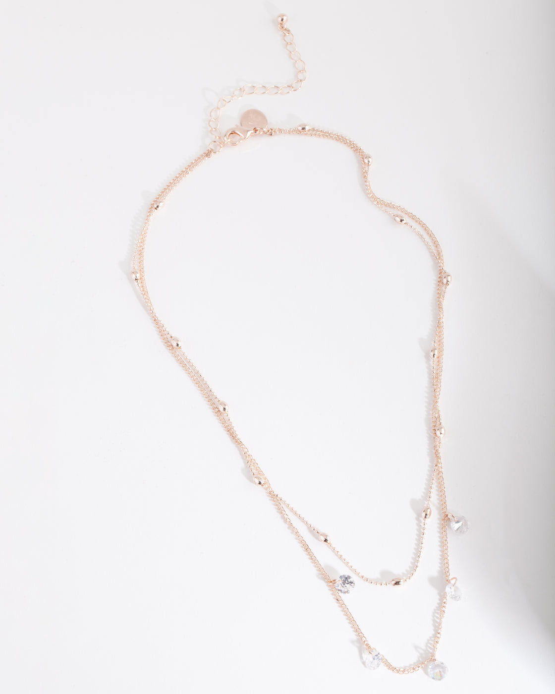 Rose Gold Cubic Zirconia Droplet Necklace