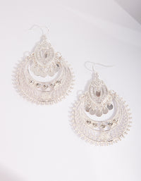 Silver Diamante Disc Bohemian Earrings - link has visual effect only