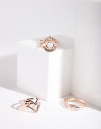 Rose Gold Multi Shape Diamante Ring Pack - link has visual effect only