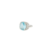 Rhodium Blue Cubic Zirconia Square Ring - link has visual effect only
