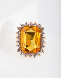 Gold Citrine Faceted Stone Ring - link has visual effect only