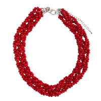 Red Faceted Bead Plait Necklace - link has visual effect only