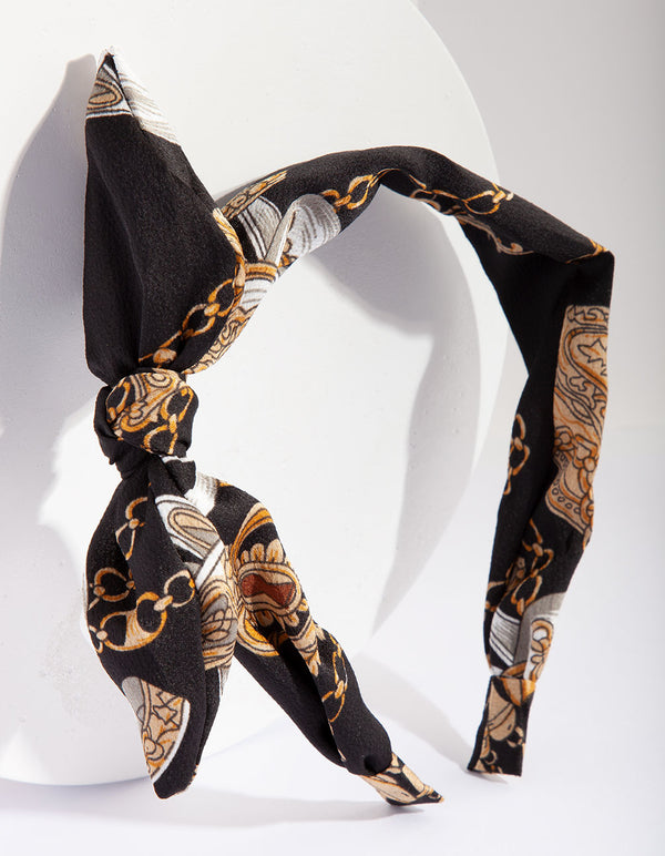 Black Fabric Chain Headband - Lovisa